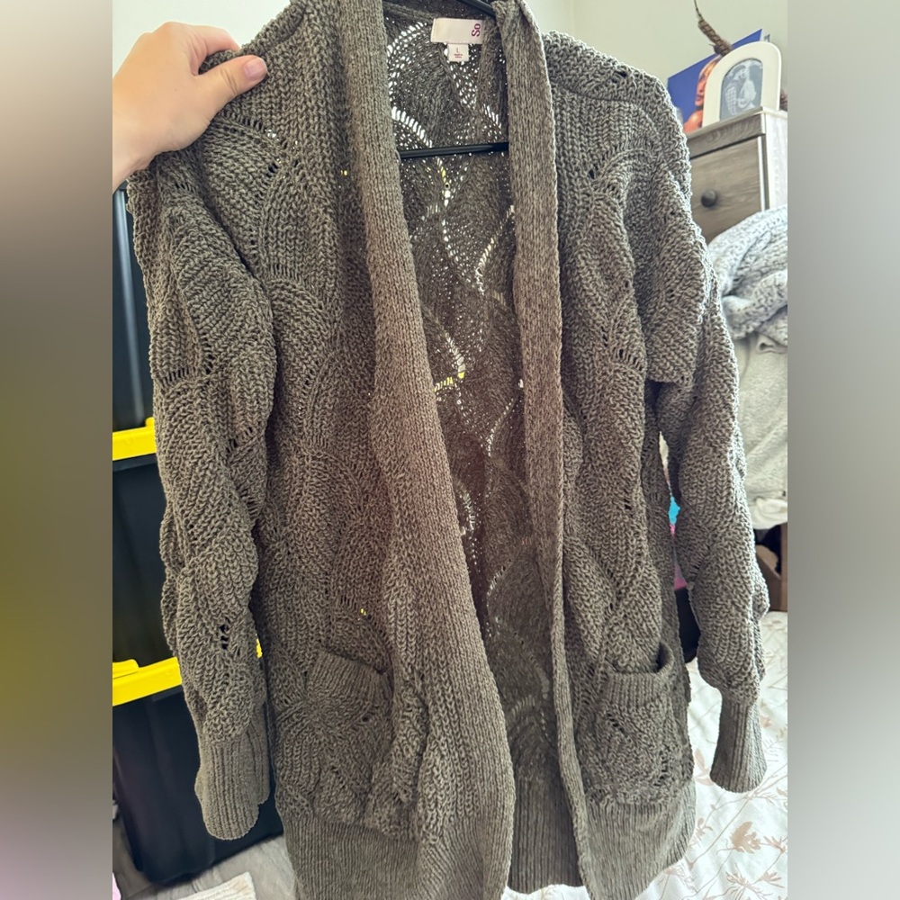 Cozy Knit Open-Front Sweater - Olive Green